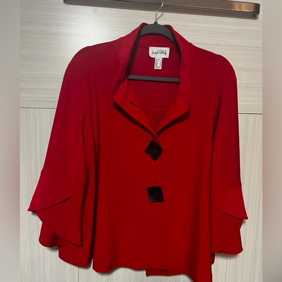 Joseph Ribkoff Jackets & Blazers - Joseph Ribkoff Sophisticated Red Classic Flutter Sleeve Office Jacket size 16